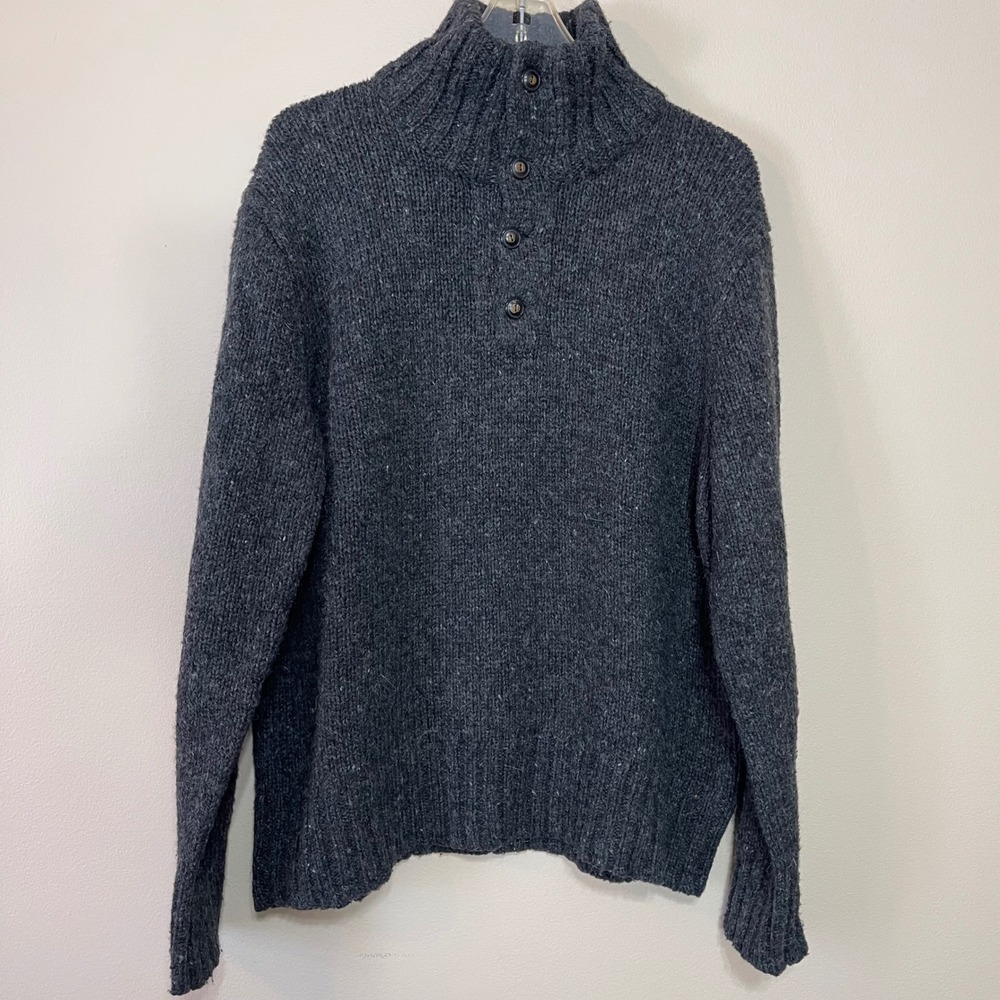 Polo Ralph Lauren Men's Dark Gray‎ 4 Button Alpaca Wool Blend L Sweater Pullover